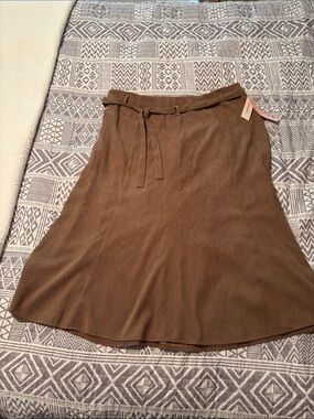 Dress Barn Brown A-Line Belted Skirt